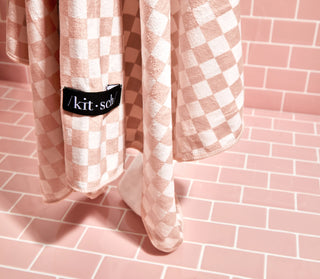 Kitsch Extra Large Quick-Dry Hair Towel Wrap - Terracotta Checker