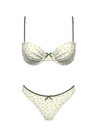 Cream and Olive Polkadot Bikini Bottoms