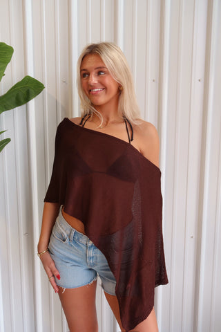 Brown Mesh Shawl
