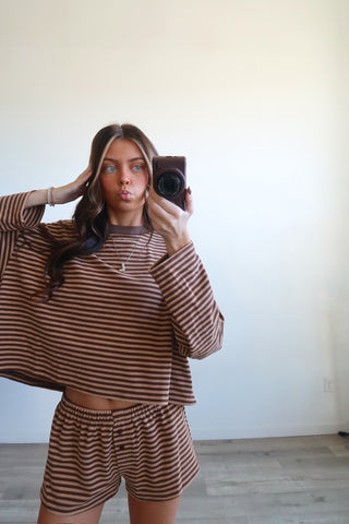 Cozy Brown Striped Shorts