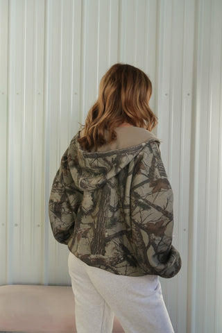 Clay Camo Staple Oversized Zip-Up Hoodie