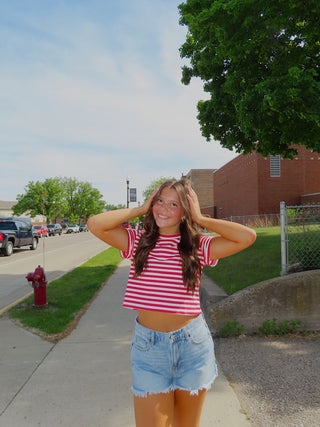 Red Stripe Short Sleeve T-Shirt