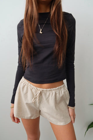 Linen Low Rise Drawstring Shorts