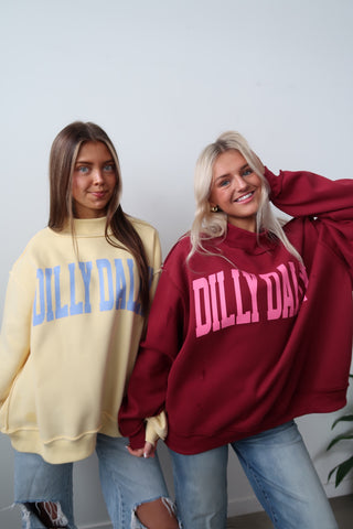 Maroon & Pink "Dilly Dally" Mock Neck