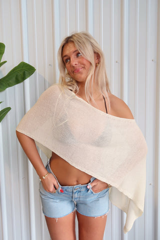 Cream Mesh Shawl