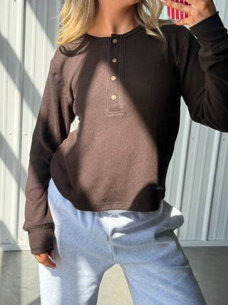 Espresso Henley Long Sleeve