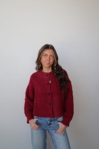 Crimson Textured Sweater
