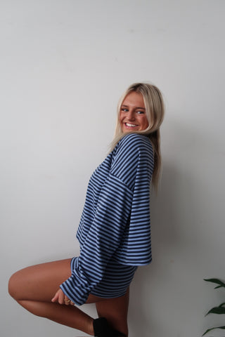 Cozy Blue Striped Long Sleeve