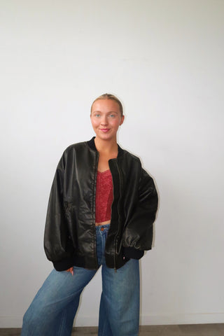 Dark Brown Faux Leather Jacket