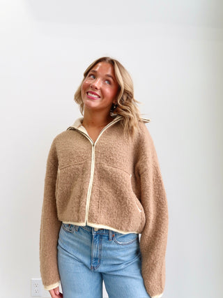 Tan Fuzzy Zip Up