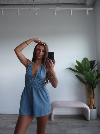 Denim Halter Romper