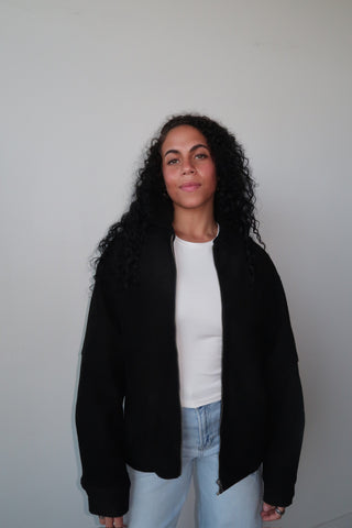 Black Oversized Suede Jacket
