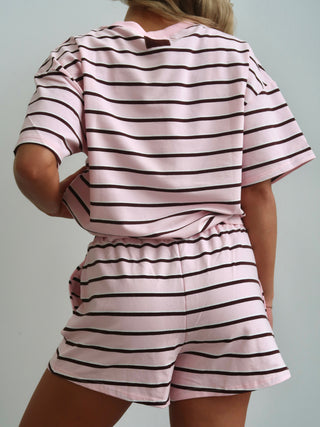 Pink/Brown Striped Short Sleeve