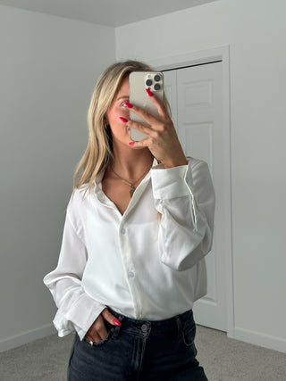 Satin Button Down Blouse