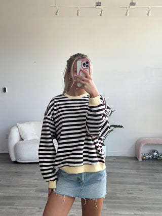 Butter & Burgundy Striped Sweater