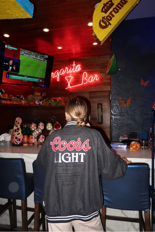 Coors Light Black Denim Bomber Jacket Unisex