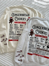 Load image into Gallery viewer, Grey Gingerbread Recipe Embroider Crewneck
