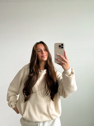 Daydreamer Solid Oversized Hoodie - Cream