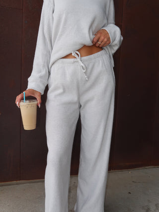 Light Grey Thermal Wide Leg Pants