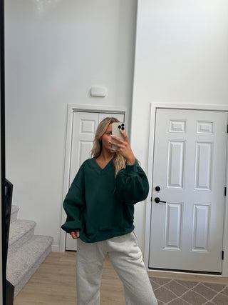 Oversized V-Neck Sweatshirt