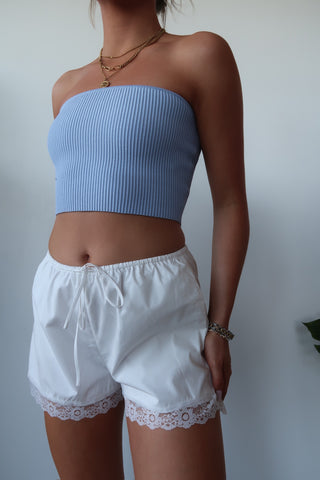 Light Blue Ribbed Tube Top