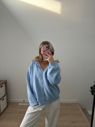 Baby Blue Staple Oversized Zip-Up Hoodie