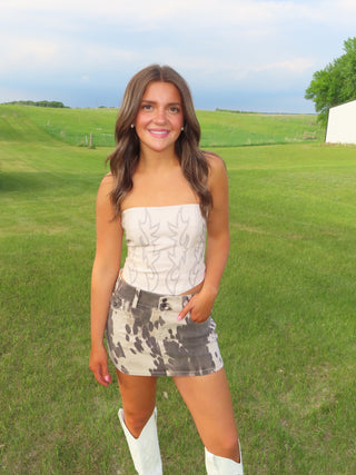 Hidden Peyton Cow Print Micro Mini Skirt