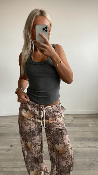 Charcoal U Neck Jersey Tank Top