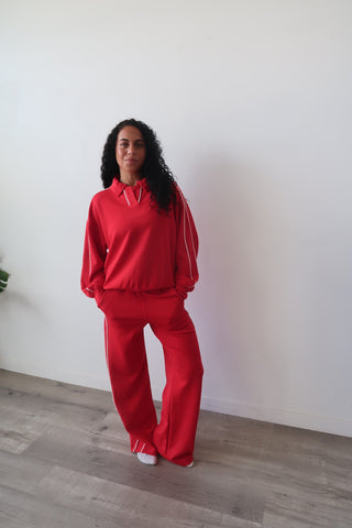 Modal Red Side Stripe Track Pants