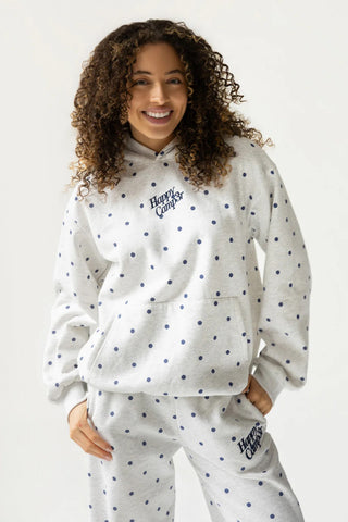 Happy Camp3r Heather Gray Polka Dot Appliqué Hoodie