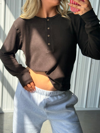 Espresso Henley Long Sleeve