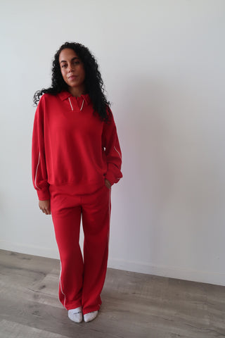 Modal Red Side Stripe Track Pants