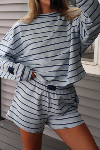 Baby Blue/Navy Striped Lounge Long Sleeve