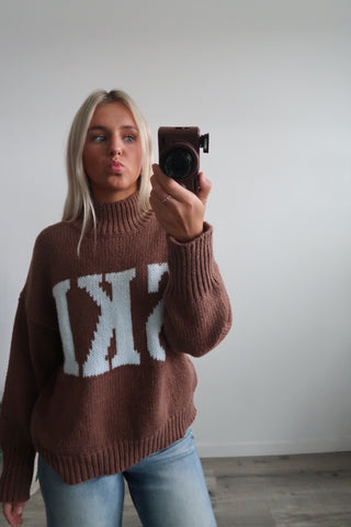 Brown & Blue Knit Ski Sweater