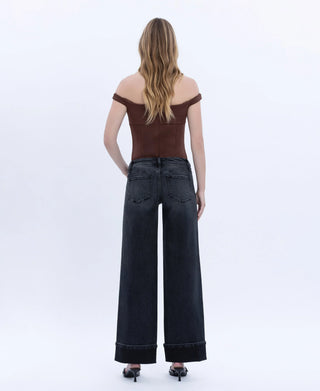 Vervet Low Rise Cuffed Baggy Wide Leg Jeans