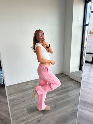 Pink Staple Low Rise Side Stripe Wide Leg Sweatpants