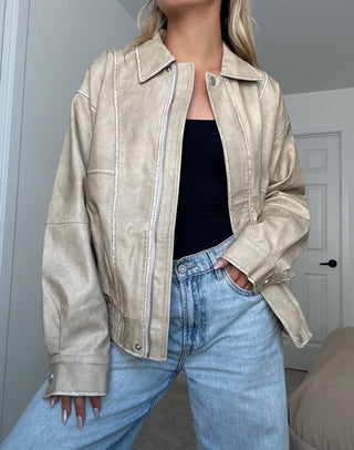 Vintage Style Faux Leather Jacket