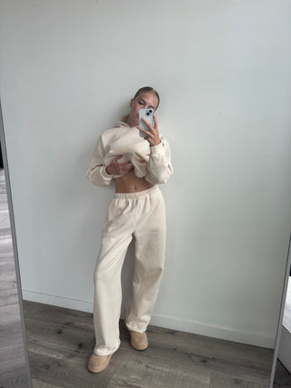 Regular Cream Staple Wide Leg Sweatpants