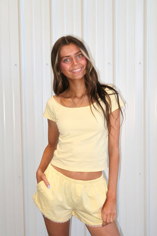 Yellow Wide Neck T-Shirt