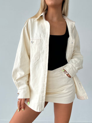 Cream Demin Oversized Shacket