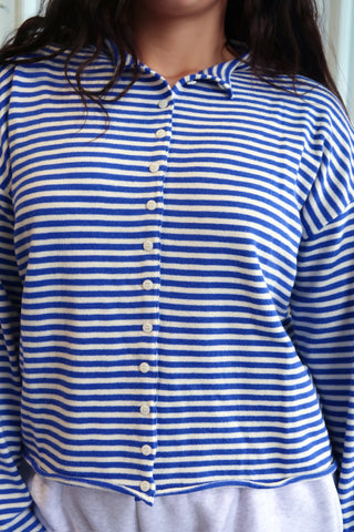 Elisa Blue & White Stipe Lightweight Cardigan