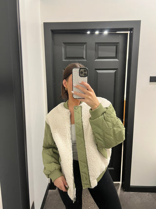 Sage Quilted Sherpa Jacket