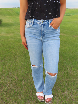 Flying Monkey High Rise Slim Wide Jeans