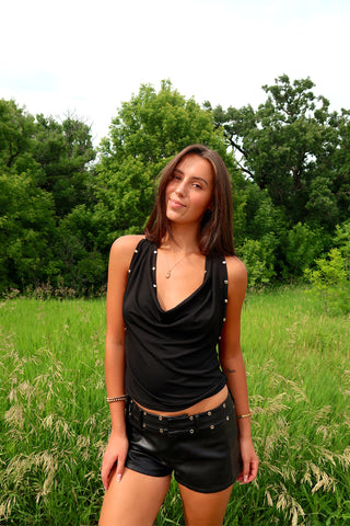 Black Leather Micro Shorts