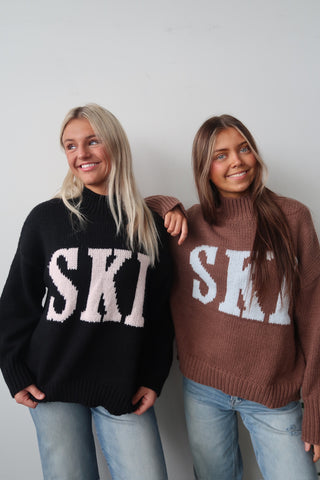 Black & Pink Knit Ski Sweater