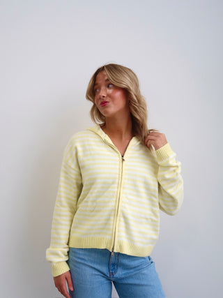 Sunday Zip Stripe Sweater - Yellow & White