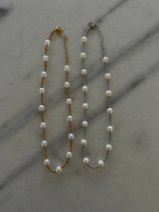 Gold Pearl Beaded Necklace