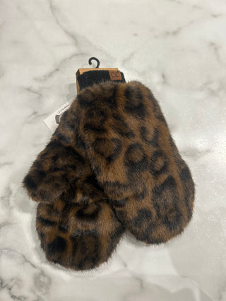 Dark Brown Leopard Convertible Mittens