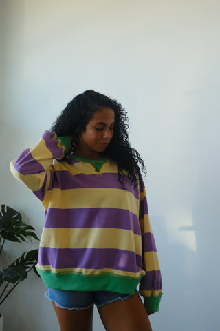 Oversized Colorblock Stripe Sweatshirt