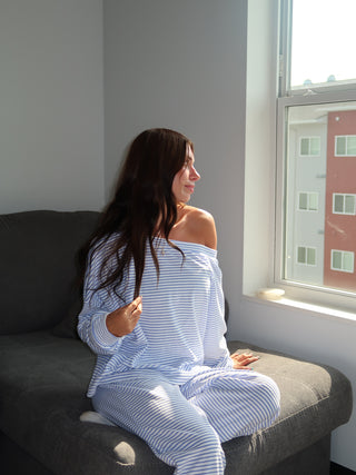 Light Blue and White Striped Top